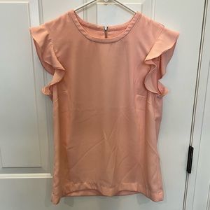 J.Crew Pink Blouse with Ruffle Sleeves and Zipper Detail- Size 6